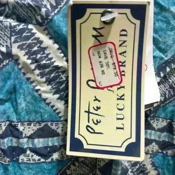 VINTAGE PETER DUNHAN FOR LUCKY BRAND v back short sleeve patterned shirt. small - Picture 5 of 6